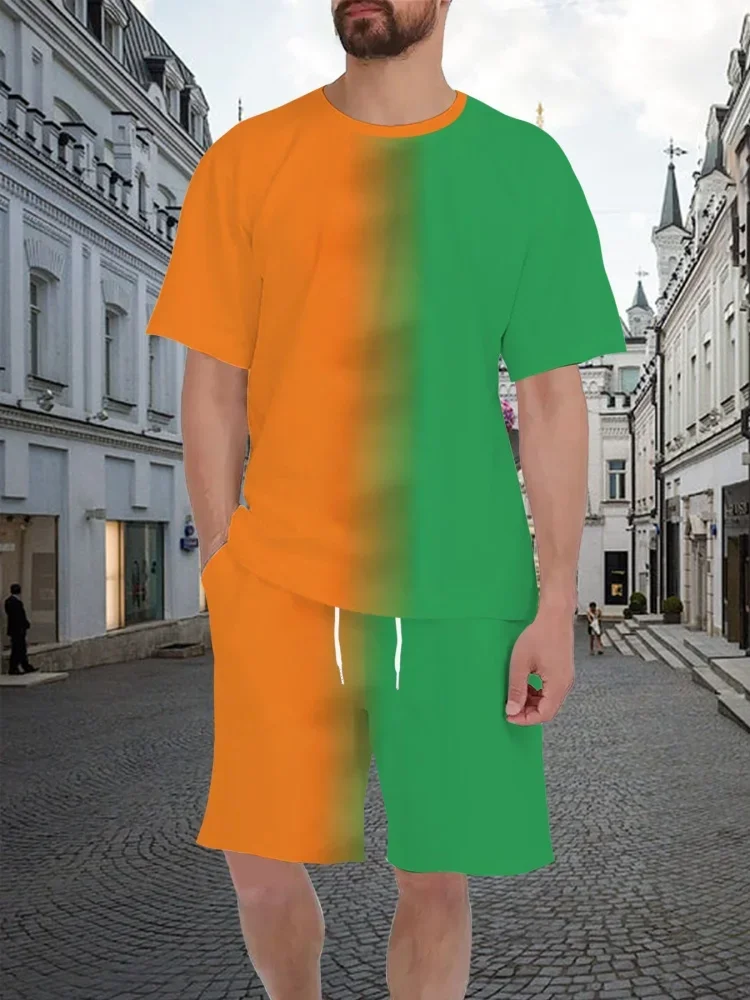 

Vibrant Summer Men's 2 Piece Set Hawaiian Chic Casual Men's T-shirt Outdoor Beach Men's Shorts 3D Printed O-neck Short Sleeves