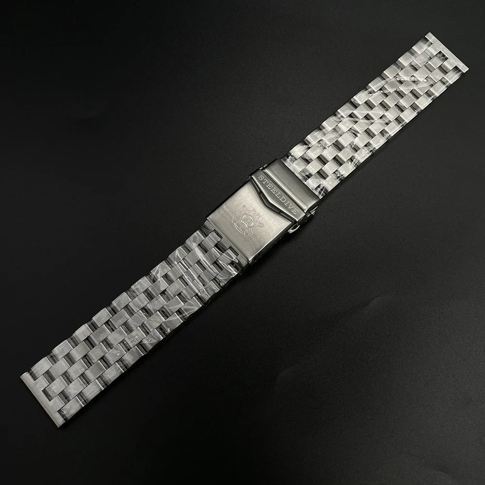 

STEELDIVE SD2605 Stainless Steel Replacement Bracelet 22MM Fully Brushed Signed Buckle Folding Clasp with Safety for Dive Watch