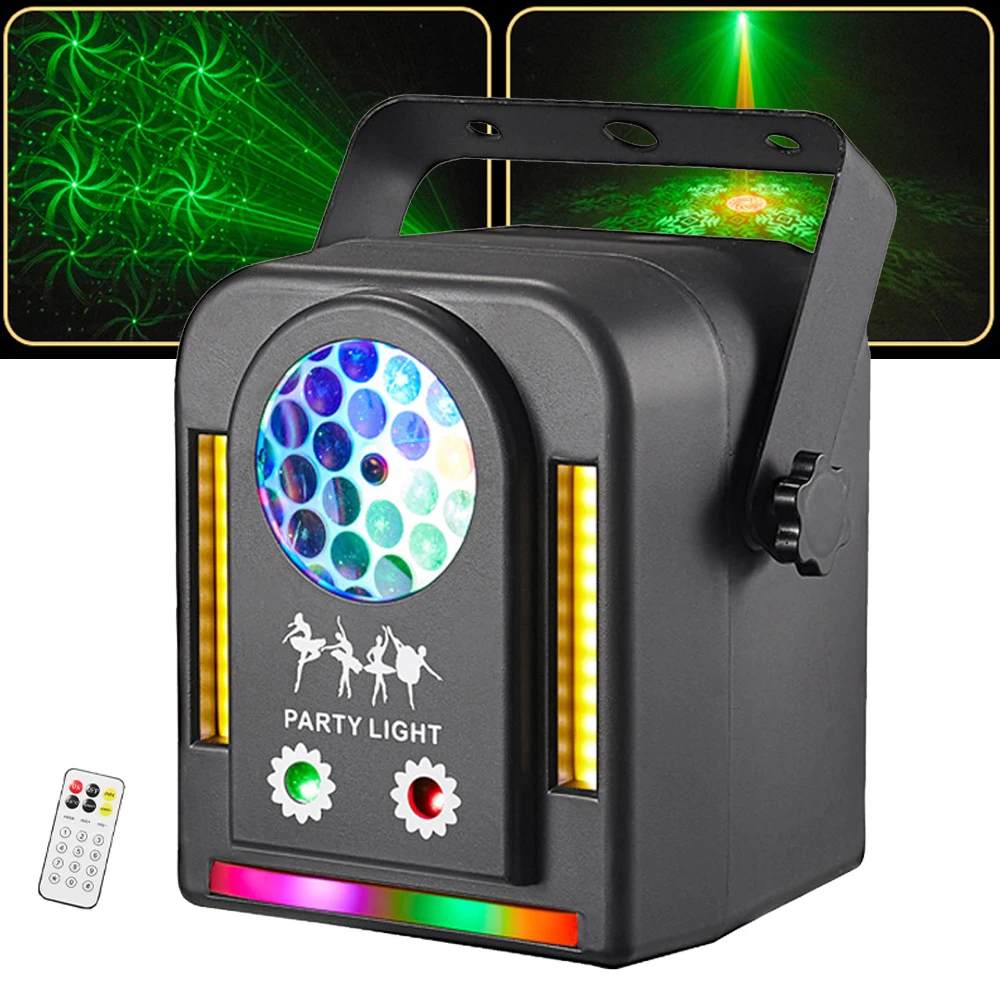 

4IN1 Effect LED Party Light Remote Control RG Laser Light Projector Stage LED Strobe Lighting for Dj Disco Holiday Wedding Show