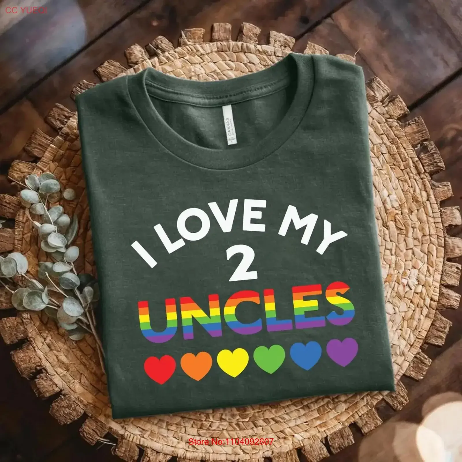 I Love My 2 Uncles T Shirt Rainbow LGBT Family Gay Pride Kid LGBTQ Uncle Inclusive Month Cute Ally vintage Washed Slightly