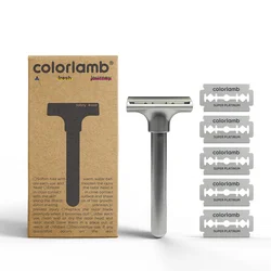 Colorlamb Metal Safety Razor Manual Razor for Men Double Edge Shaver for Shaving Hair Zinc Alloy with 5 PCS Blades