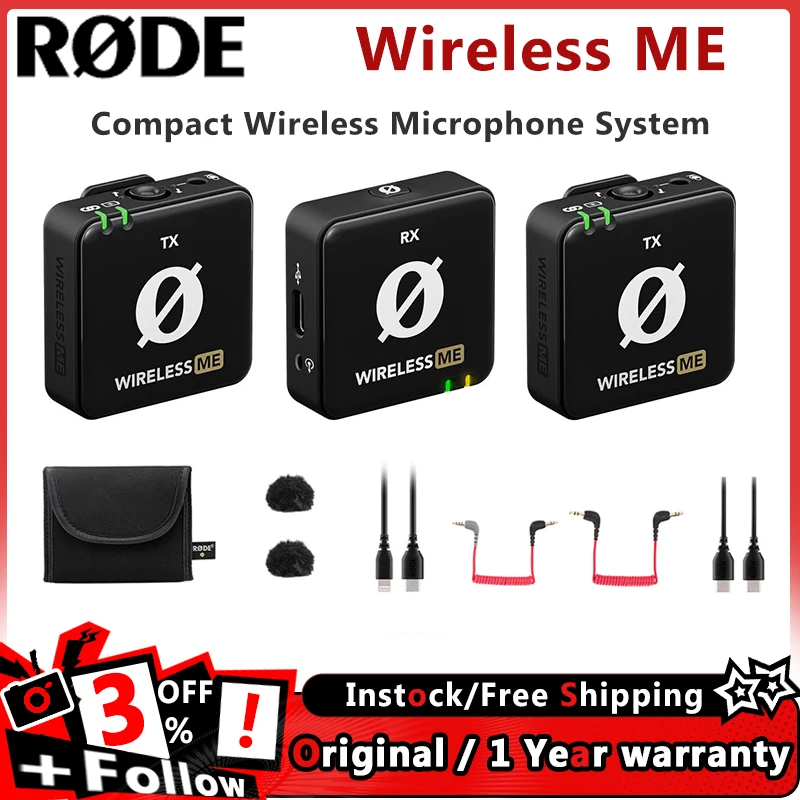 RODE Wireless ME Dual Compact Digital Wireless Microphone System (2.4 GHz, Black) For Interviews, Vlogs & Podcasts