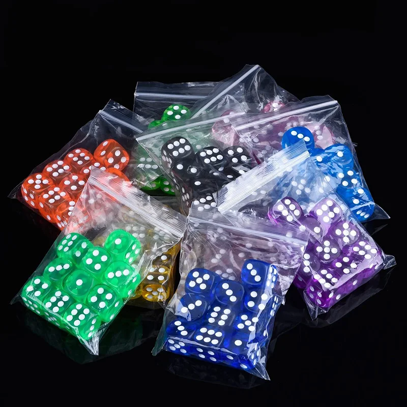 20PCS 6 Sided Portable Table Games Dice 14MM Acrylic Round Corner Board Game Dice Party Gambling Game Cubes Digital Dices D6