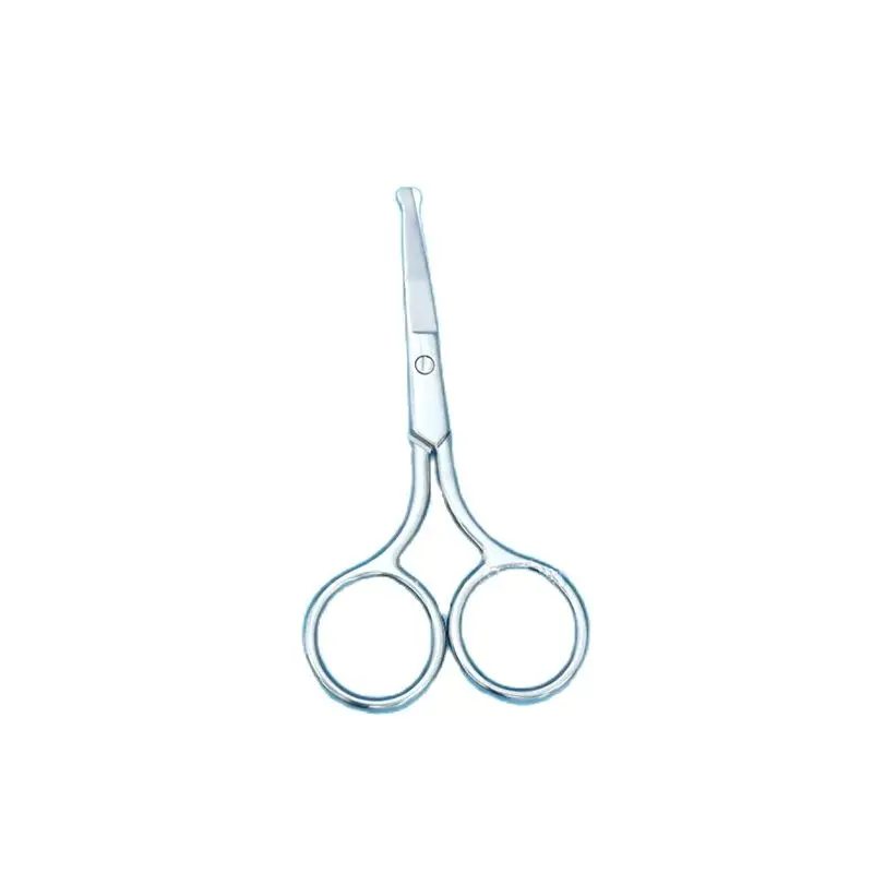 Tijeras de maquillaje de acero inoxidable, herramienta de reparación de vello de nariz para mujer, punta redonda, recorte de vello Facial, pestañas y cejas
