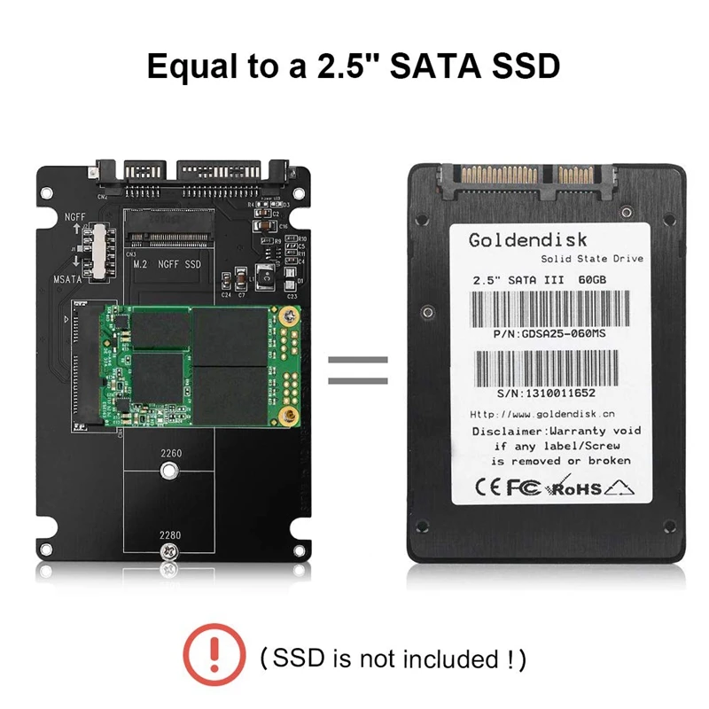 2X M.2 NGFF Or MSATA To SATA 3.0 Adapter USB 3.0 To 2.5 SATA Hard Disk 2 In 1 Converter Reader Card With Cable