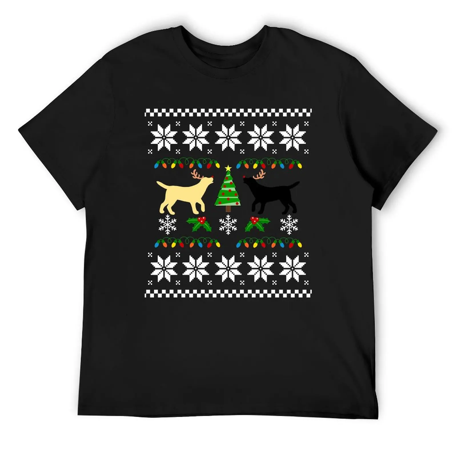 Yellow and Black Labrador Ugly Christmas Pattern T-Shirt blacks tees vintage anime shirt korean fashion mens t shirts pack