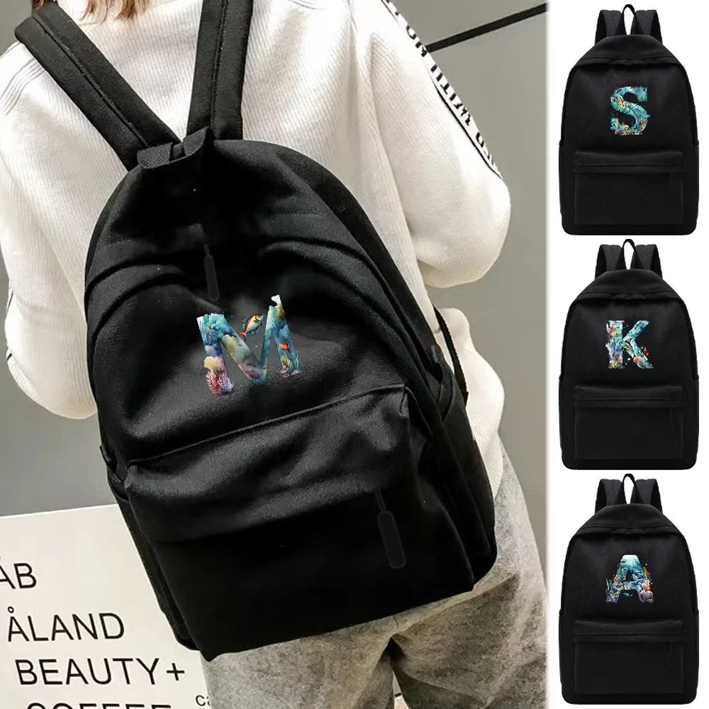 

Школьный рюкзак, многофункциональный рюкзак, вместительная сумка для хранения, портативный рюкзак для кемпинга, походов, путешествий, повседневный рюкзак, серия «Рыба и буквы»