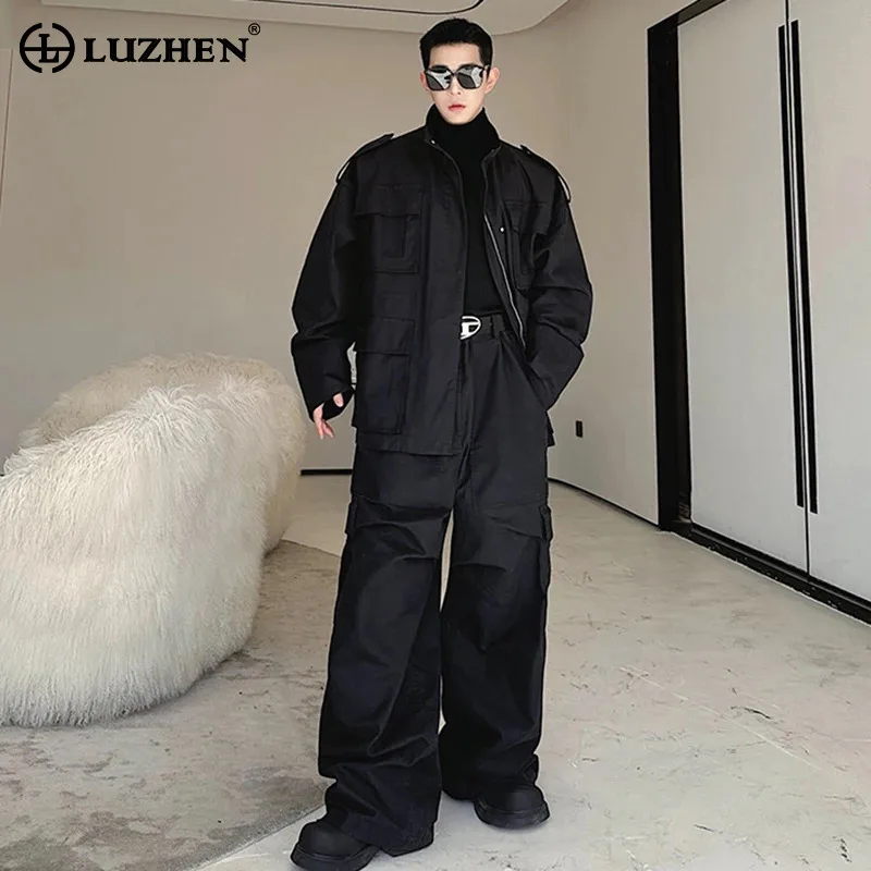LUZHEN Pockets Design Workwear Many Sets New Loose 2025 Outdoor Jacket Casual Cargo Pants Men's Fashion Two-piece Sets JY5971