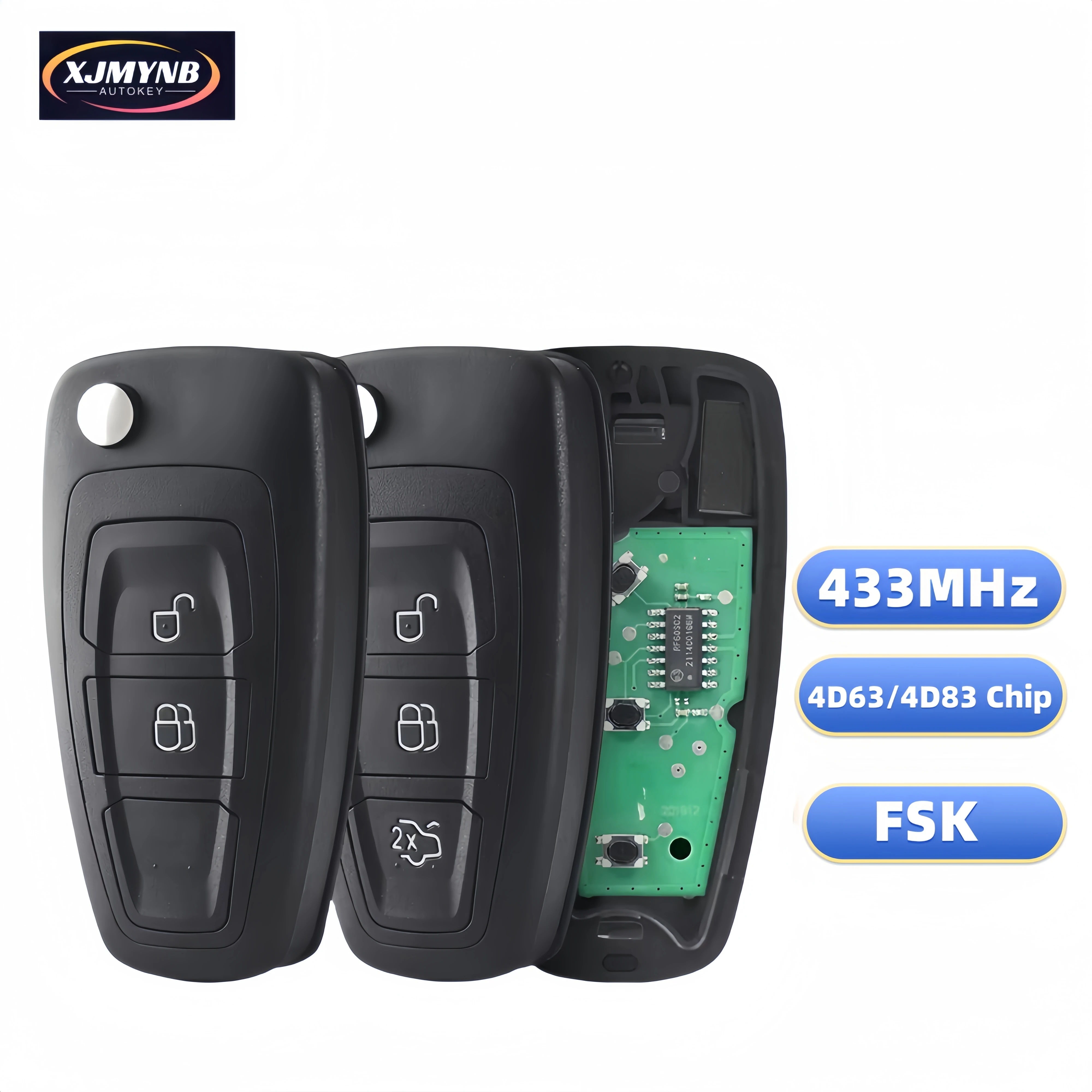 XJMYNB Remote Flip Car Key For Ford Focus Transit C-Max S-Max MK3 Mondeo 4D63 4D83 433MHz 5WK50165 5WK50166 5WK50168 Flip Key