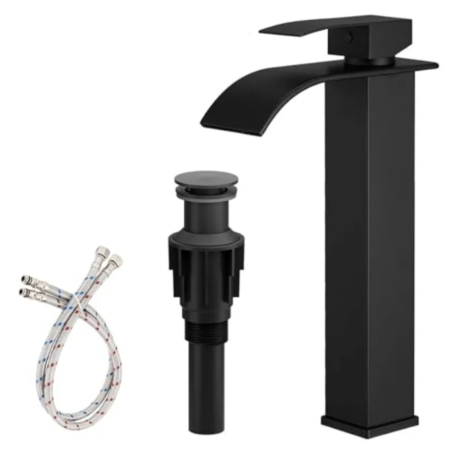 

Смеситель для раковины с эффектом водопада, матовый, из нержавеющей стали, высокий, с одной ручкой, для установки на столешницу, для умывальника