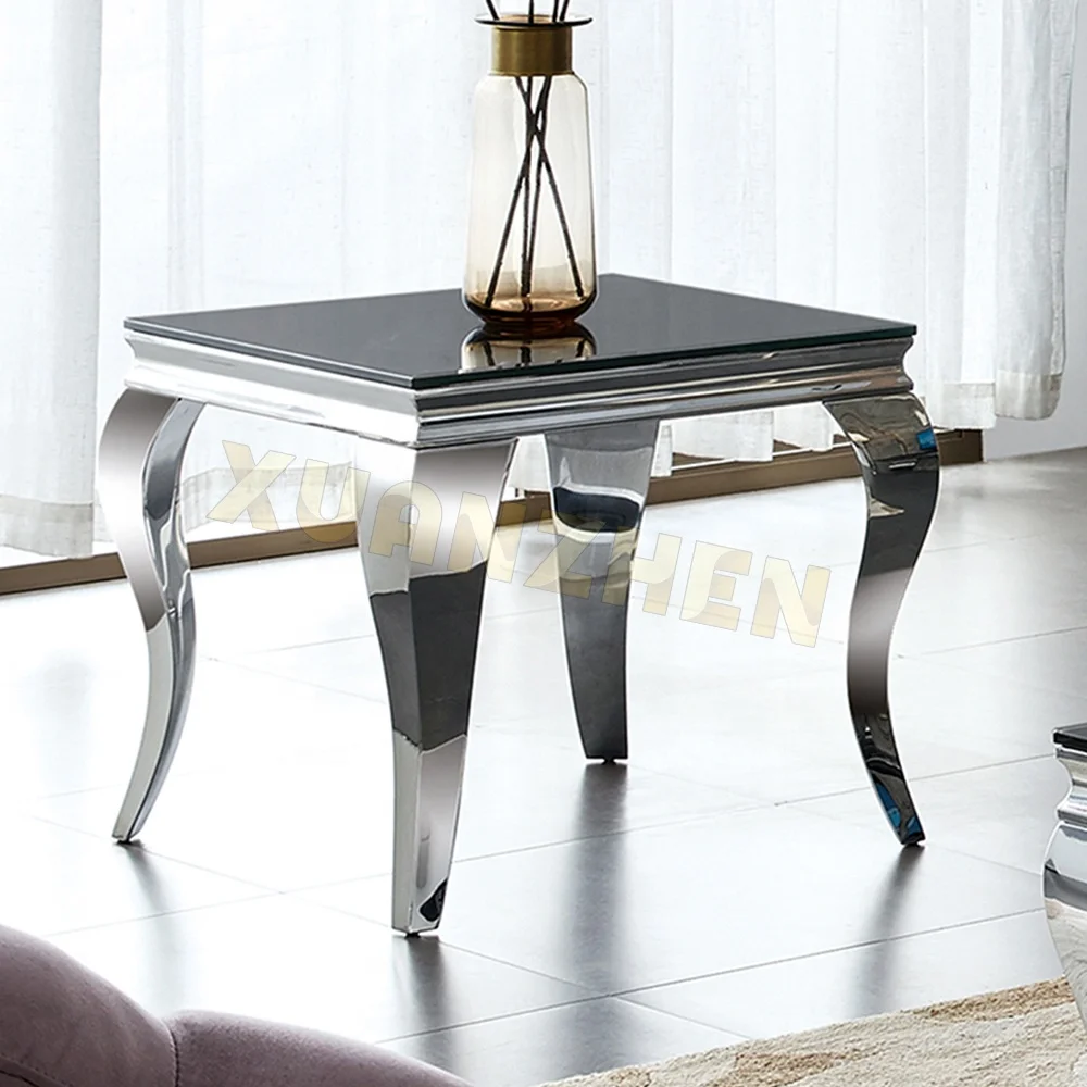 

Living Room Furniture Marble Top Corner Table Corner Protector Stainless Steel Metal Small Side Table Modern Side Table