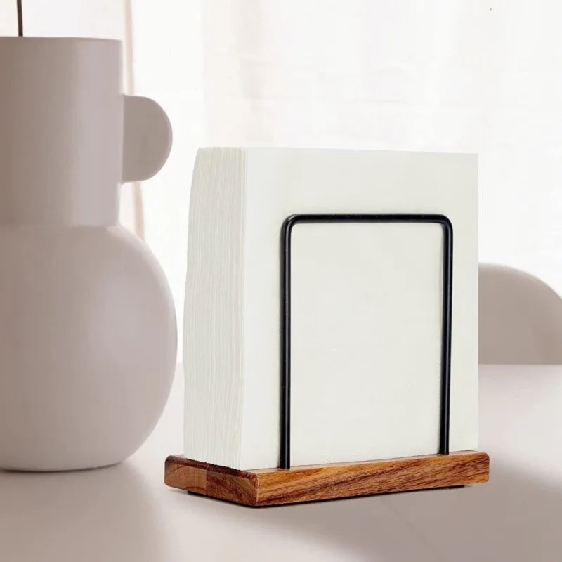 B03C-Desktop Wooden Tissue Holder-Modern Minimalist Design For Dining Room& Home Organizing