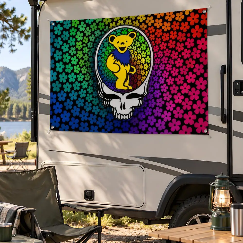 Band Psychedelic Rock Grateful Dead Flags Fan Flag Banner Wall Hanging Outdoor Yard Camping Dorm Garage Party Home Decor Gift