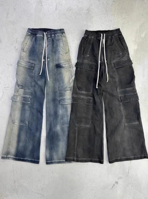 

High Street Rick Pants for Men Y2k Clothes Men Wide-legged Pants Cargo Pants for Women Higher Quality Clothing