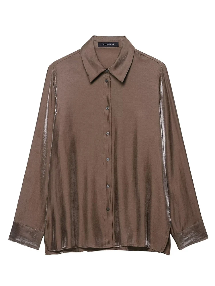 Eleganckie koszule damskie w tęczowych kolorach, modne w 2025 roku, z długim rękawem, streetwearowe, codzienne bluzki i koszule damskie, elegancki top.