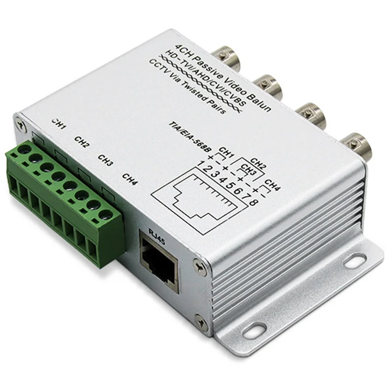 

Durable-4CH Passive Video Balun For TVI CVI AHD Cameras CCTV Via Twisted Pairs UTP Video Balun 4CH Transceiver BNC To UTP RJ45,4