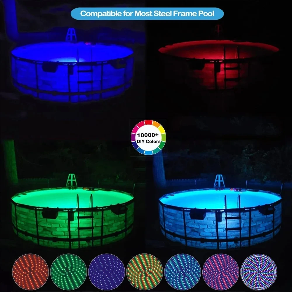 RGB Underwater Lights IP68 Magnetic Suction Swimming Pool Light 25W Mobile APP Control No Punching Install Pool Party Decoration