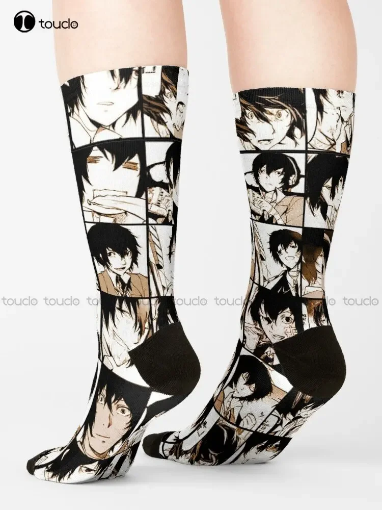 Dazai Osamu Collage- Manga Color Version Socks Cotton Socks Personalized Custom Unisex Adult Teen Youth Socks Custom Gift Funny