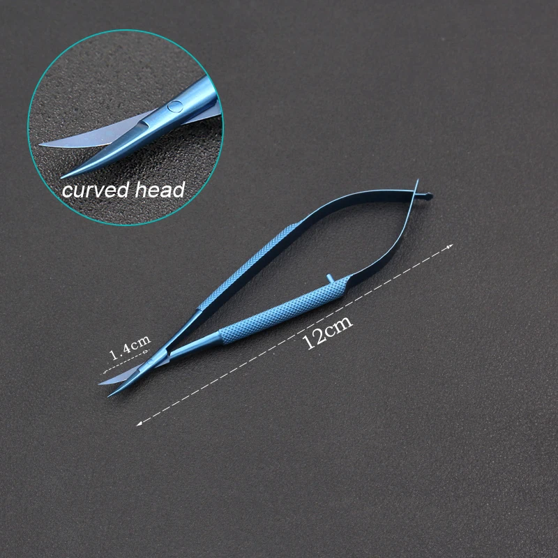 2pc/set Titanium alloy Ophthalmic Instrument 12.5 cm micro scissor, Straight/ bend head Conjunctiva scissor,Speculums tweezer