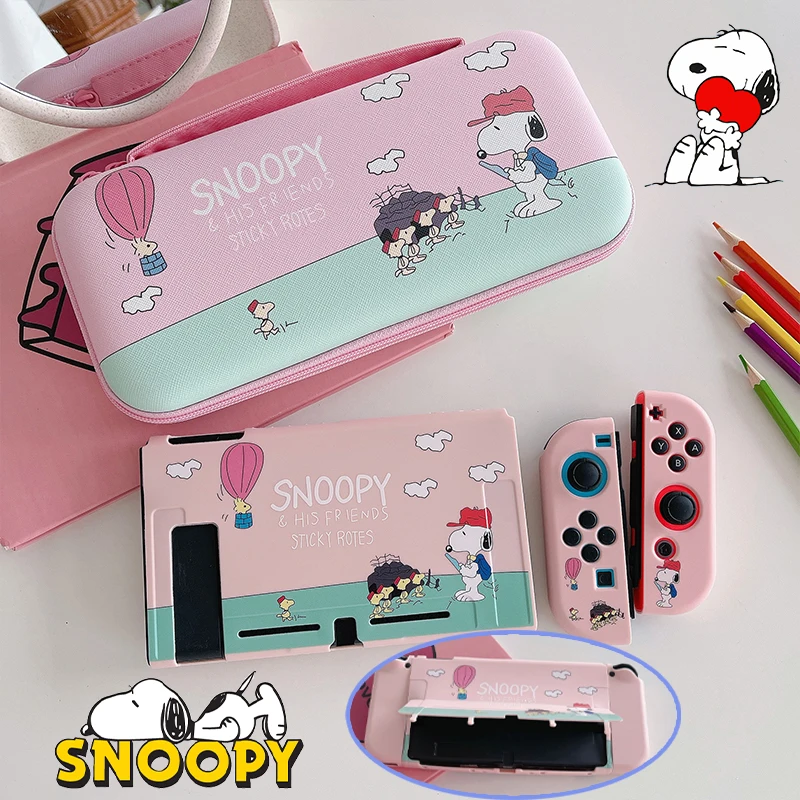 Snoopy Handheld Storage Bag for Nintendo Switch OLED NS Game Accessories Console Protective Case Cartoon Anime Portable Bag Gift