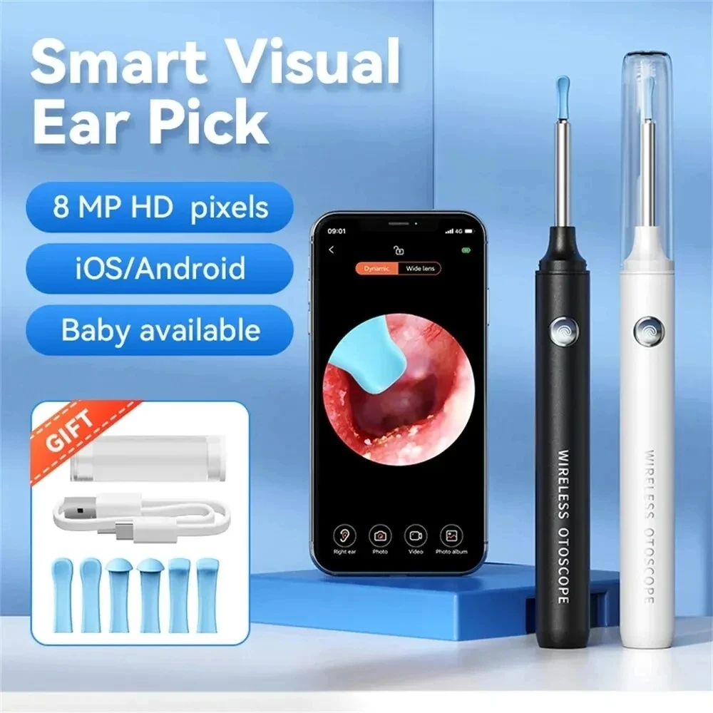 

800W Smart Visual Ear Pick Safe Silicone Spoon Endoscope with 8MP FD Camera Ear Wax Remover