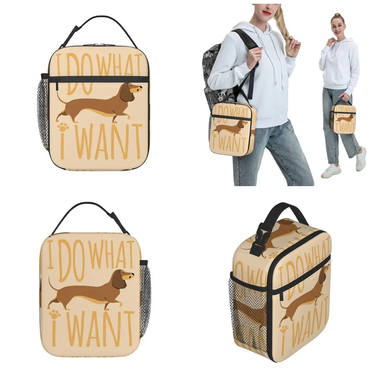 Funny Dachshund I Do What I Want Merch Insulated Lunch Bag For Outdoor Food Storage Bag Portable Cooler Thermal Lunch Box