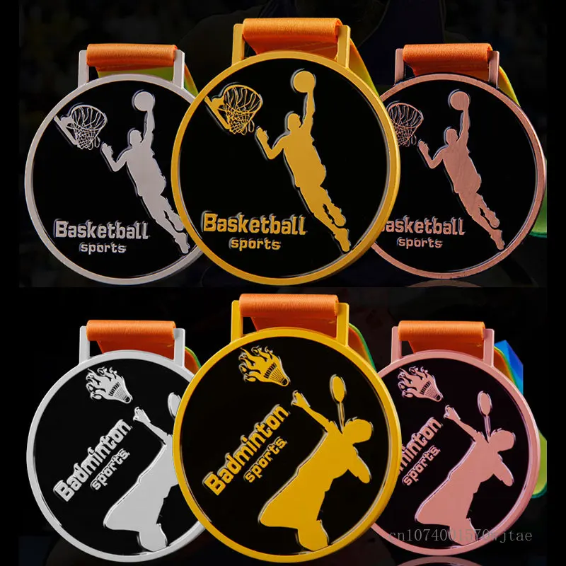 Customized Thickened Metal Medal, Gold, Silver and Copper, Optional Optional, Table Tennis, Badminton, Basketball, 1Pc, 4.5mm