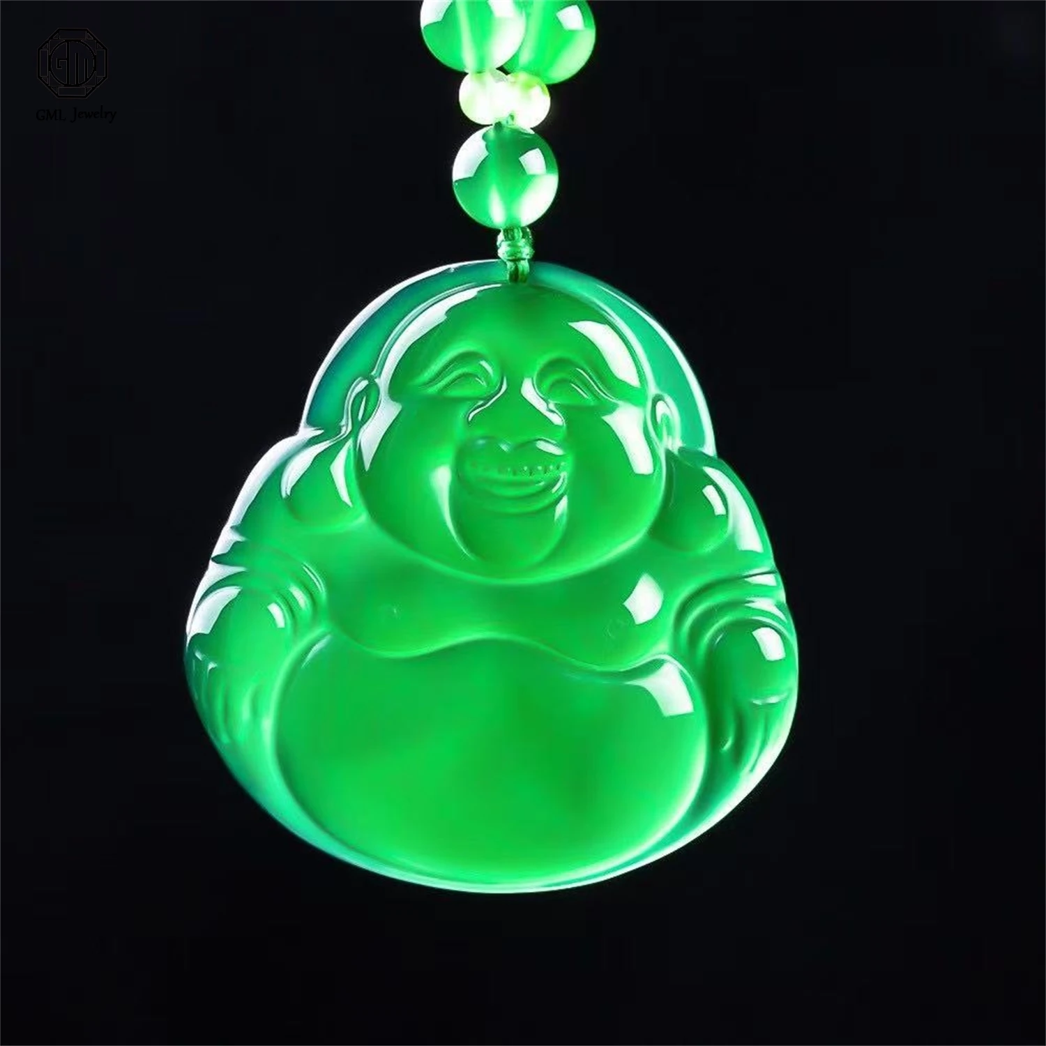 

Натуральный полноцветный кулон из зеленого агата-халцедона с изображением Будды Майтреи, унисекс, для мужчин и женщин, ожерелье с драгоценным камнем, ювелирное украшение, подарок