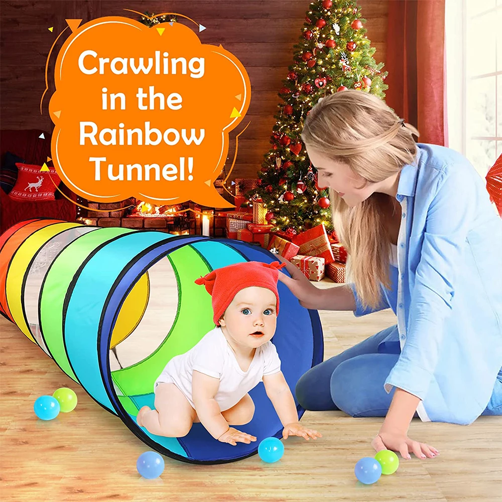 Tente tunnel de jeu pour les tout-petits, jouet rampant pop-up coloré pour bébé ou animal de compagnie avec maille respirante, cadeau pliable pour le jeu, enfants