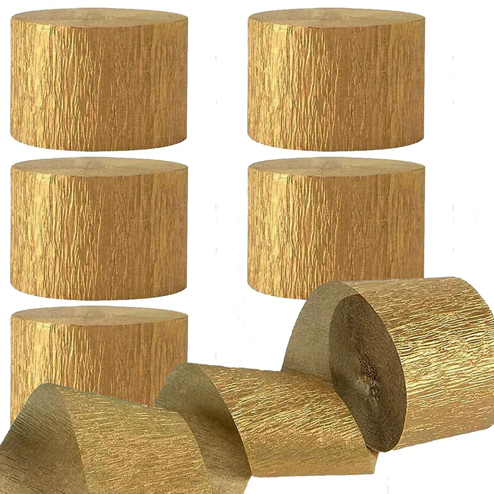 

6 Rolls Gold Streamers Crepe Paper Streamers Party Decor Birthday Wedding Baby Bridal Shower Backdrop Craft Gold Party Supplies