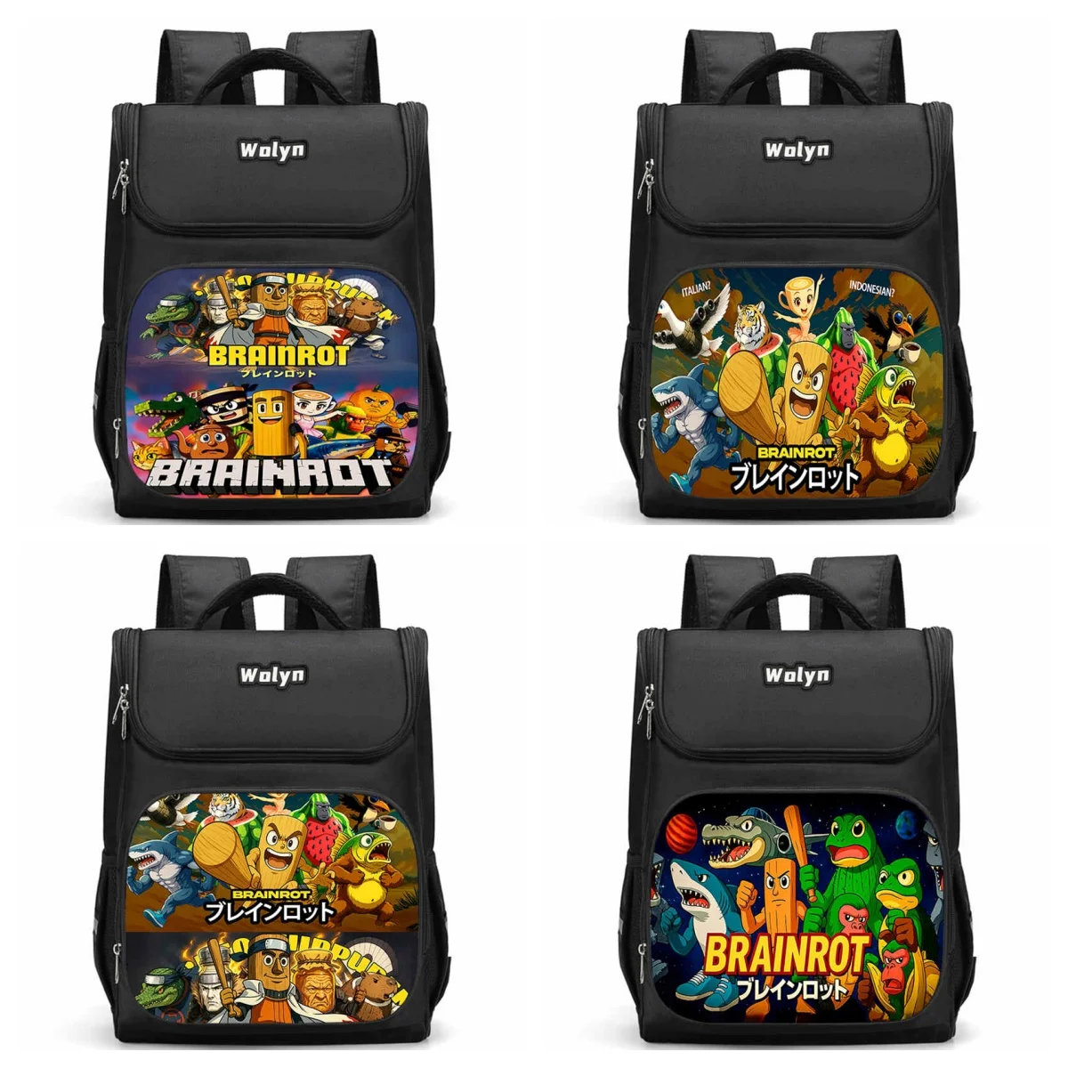 

Cartoon Funny BrainRot School Bags with Large Capacity Storage &Multi-Compartment,Large Child School Backpack for Pupil Students