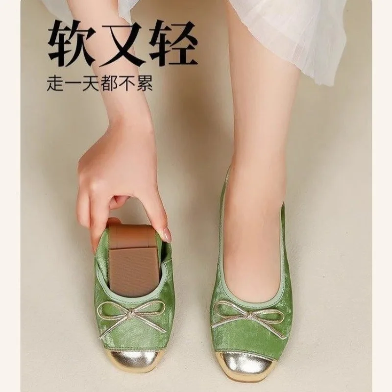 New Chinese Style Doudou Shoes for Women with Flat Soles and Soft Soled Ballet Mary Jane Single Shoes Chinese Style Matching S