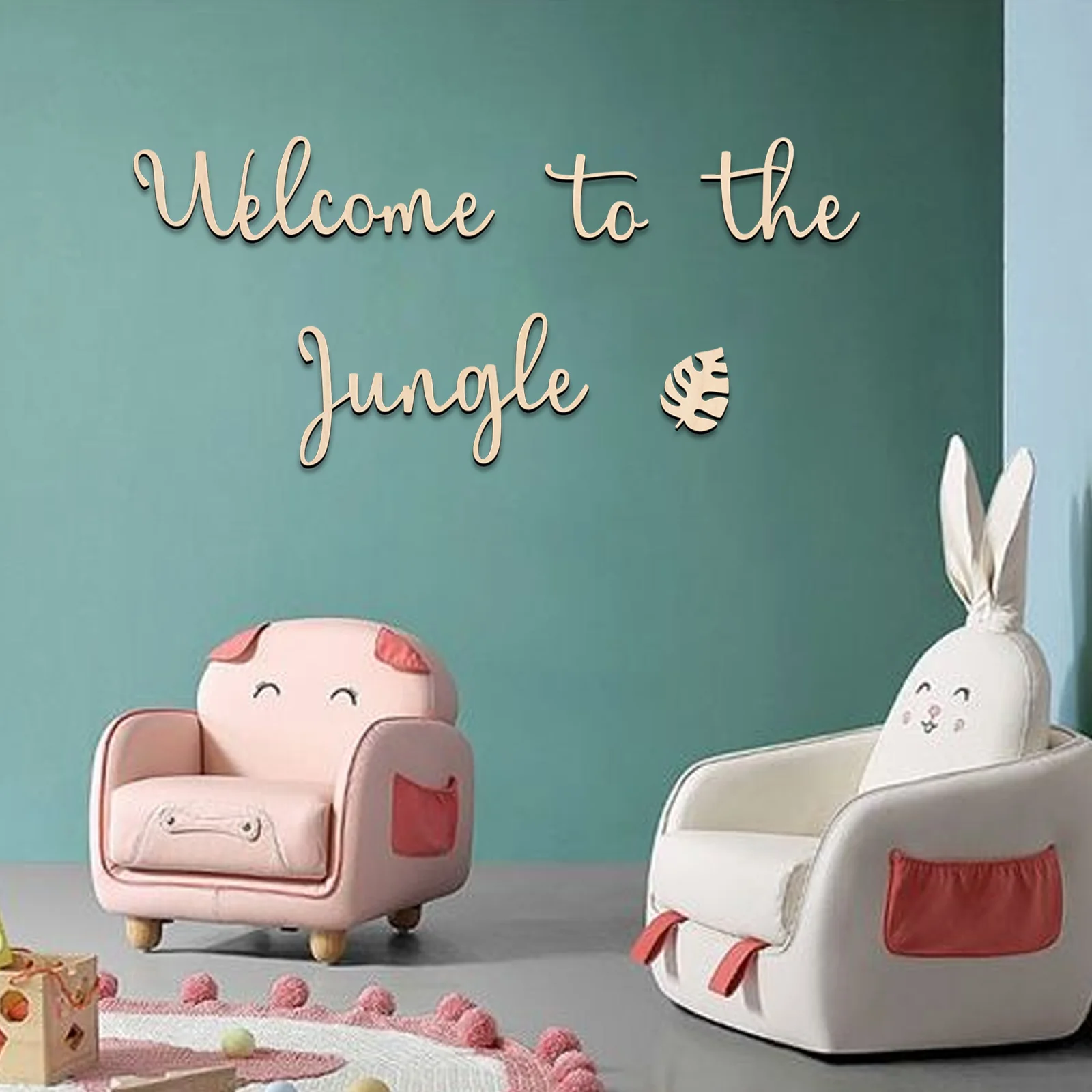 Welcome to the Jungle Wooden Sign - Kids Room Decor, Forest Nursery Wall Art, Jungle Animal Theme, Baby Shower Gift, Home Decora