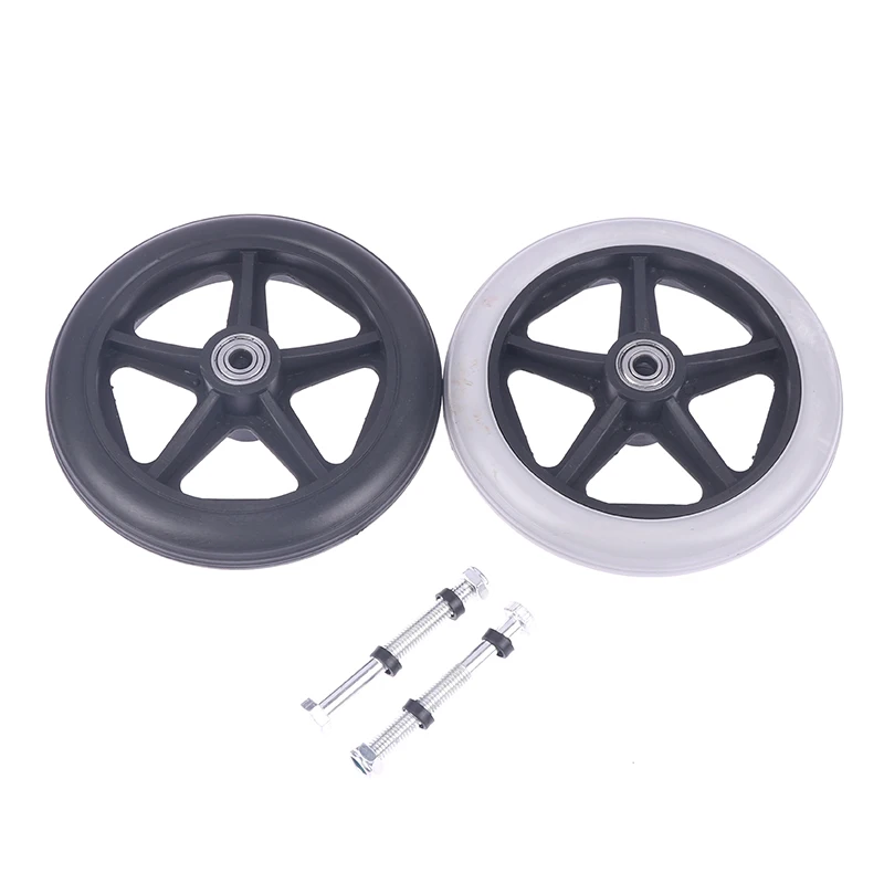 1PC Grey/Black 6 Inch Wheels Smooth Flexible Heavy Duty Wheelchair Front Castor Solid Tire Wheel Wheelchair Replacement Parts