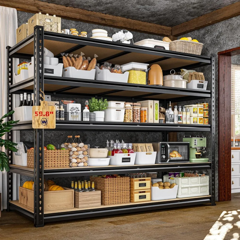 

Heavy Duty Garage Shelving 59.8"W X 72"H 2750 Lbs Capacity 5-Tier Adjustable Metal Storage Shelves for Home ，Customized