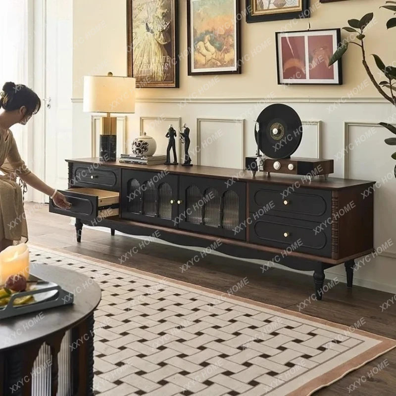 Small apartment retro audio-visual cabinet, coffee table, combination living room, second-hand floor-to-ceiling locker