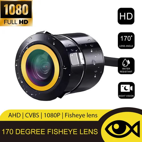 Imagen 1 del producto Cámara de Visión Trasera y Delantera para Automóvil AHD 1080P 170 ° Cámara de Visión Trasera para Vehículos con Lente Ojo de Pez, Full HD, Visión Nocturna, CVBS