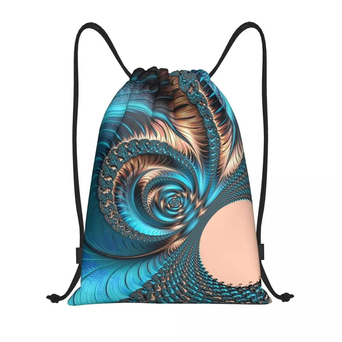 

Turquoise Gems Drawstring Bags Women Portable Sports Gym Sackpack Elegant Copper And Teal Fractal Twenty-Four Shopping Backpacks