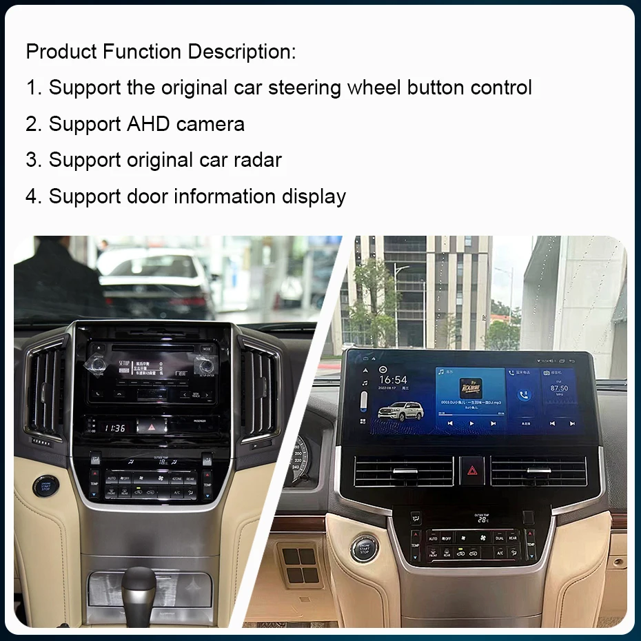 CarPlay Android Auto For Toyota Land Cruiser 2007-2021 15.1 Inch Android 12 Octa Core Car Radio Multimedia Video Player 1920*720