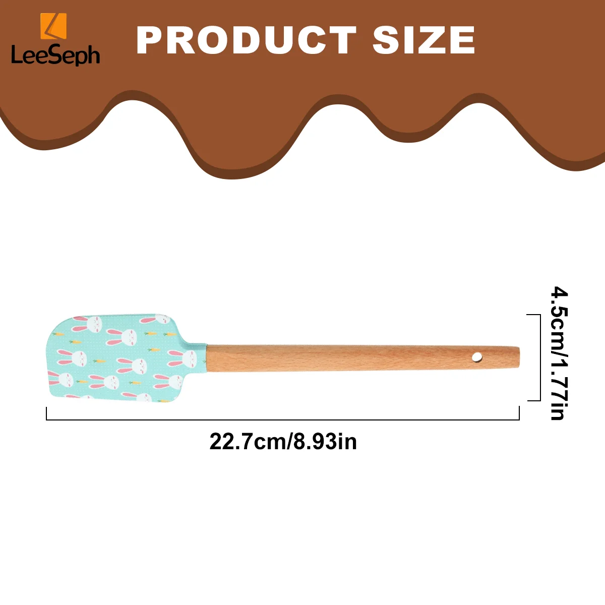 Leeseph Cute Silicone Baking Spatula Set of 10, Cake Decorating Spatula with Wooden Handle, for Kitchen Baking and Christmas