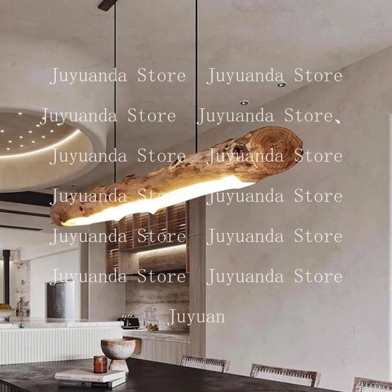 Retro Chandelier Log Creative Restaurant Bar Table Solid Wood Tea Room Zen Lighting Strip