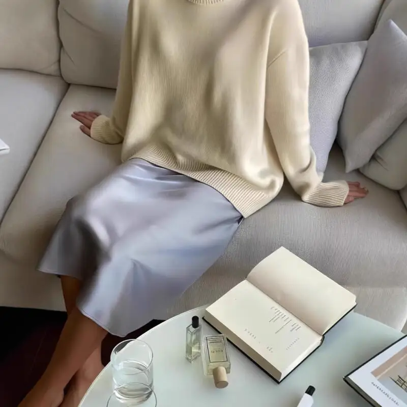 

Woman Foundation Sweater Autumn Winter Loose Pullover Leisure Base Layer Versatile Jumper Girl Minimalist Round Neck Knitwear