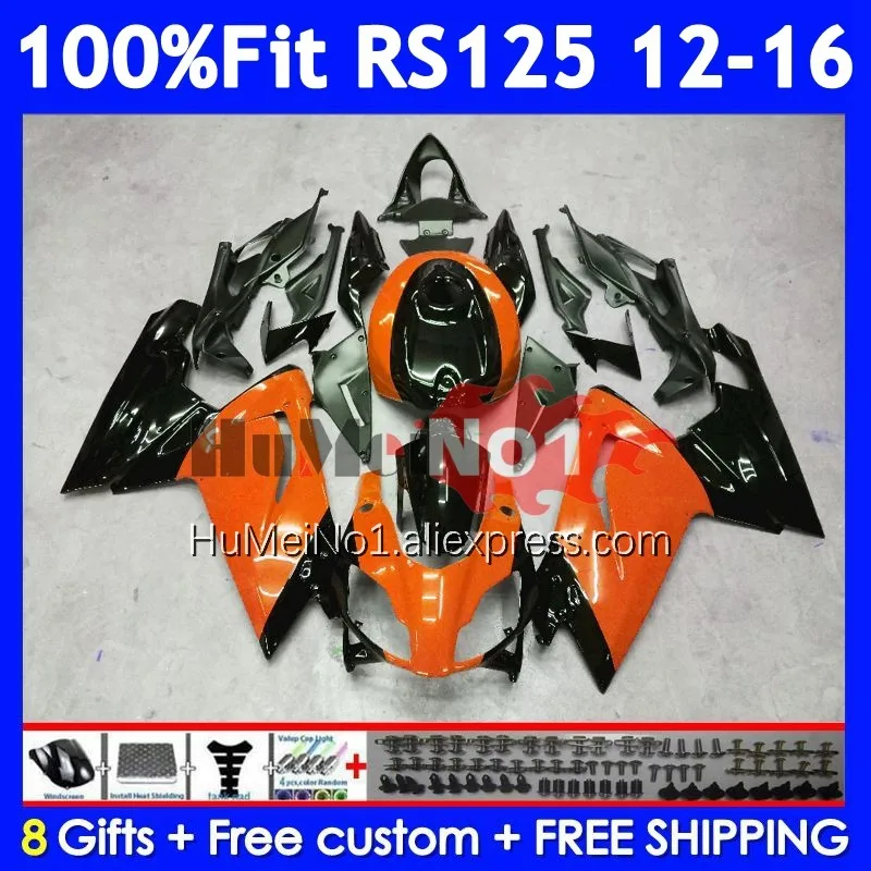 Injection Kit For Aprilia RS-125 RSV125 R RS125 12 13 14 15 16 313No.124 Blk orange RS 125 2012 2013 2014 2015 2016 OEM Fairing