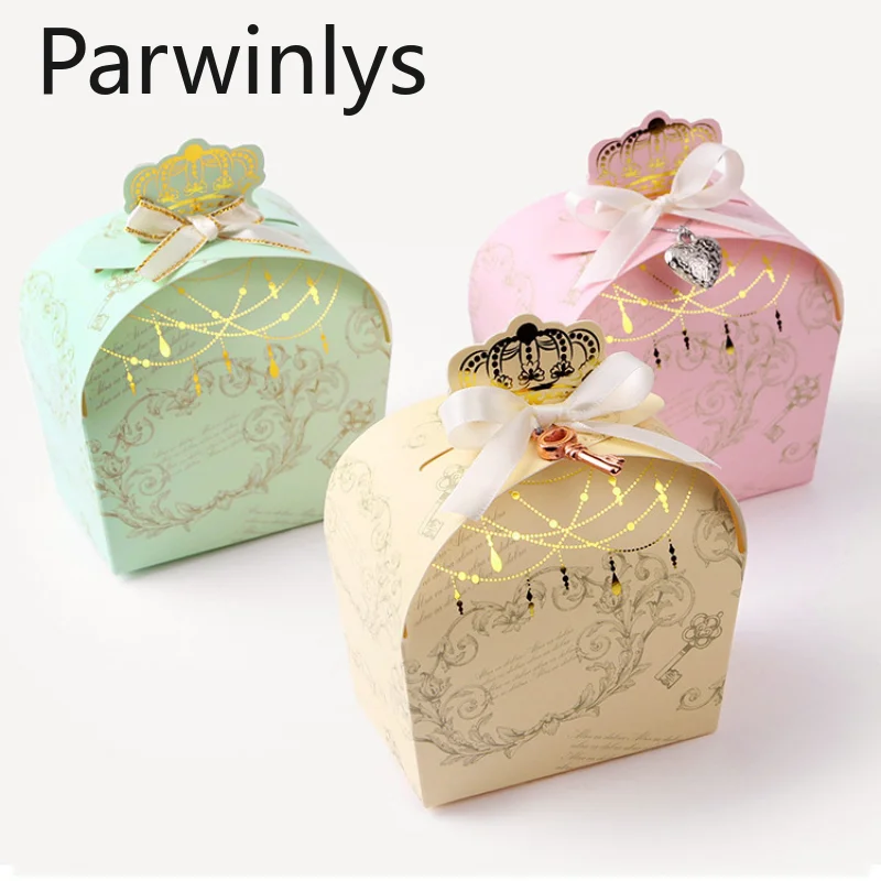 5-130 PCS Macaron Gift Box Crown Candy Package Gold Perfume Paper Bag Wholesale Valentine's Day Chocolate Pastry Wedding Sweet