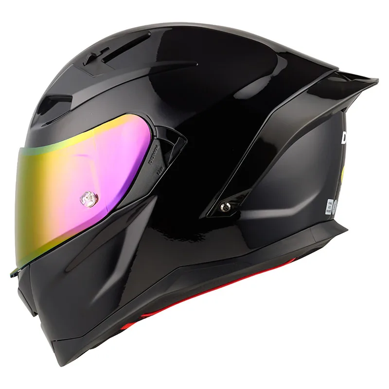 Casco Original DGL negro brillante Scooter hombres y mujeres Casco de motocicleta de carreras Casco de cara completa de seguridad Unisex Casco