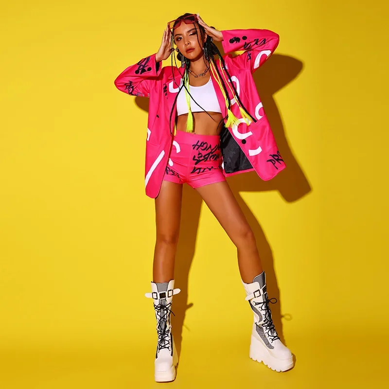 Jazz Dance Costume Women Girl Group Kpop Clothes Festival Rave Outfit Suit Jacket Pants Dancer Street Wear Hip Hop Skirt Shorts