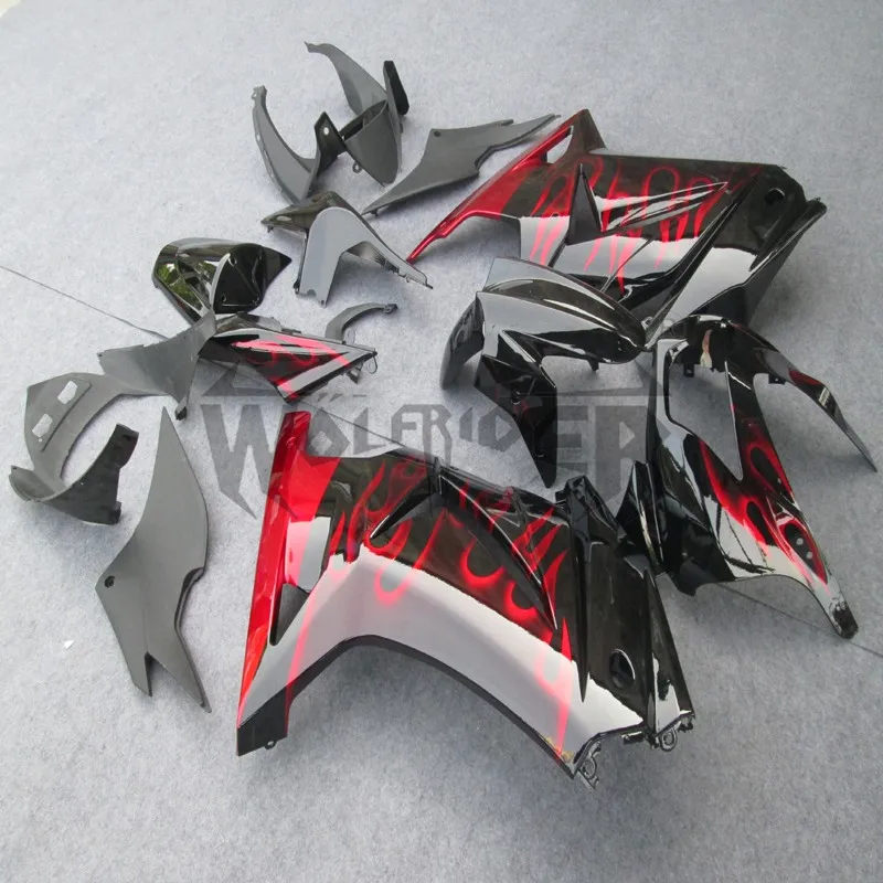 

injection Fairings kit ZX250R EX250 2008 2009 2010 2011 2012 red flames ZX 250R 08-12 bodywork kit motorcycle fairings