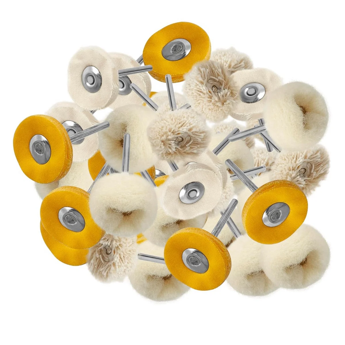 80Pcs 1 Inch Cashmere Cotton Cloth Polishing Buffing Wheel Kit for Rotary Tools, 3mm 1/8Inch Shank Small Polishing