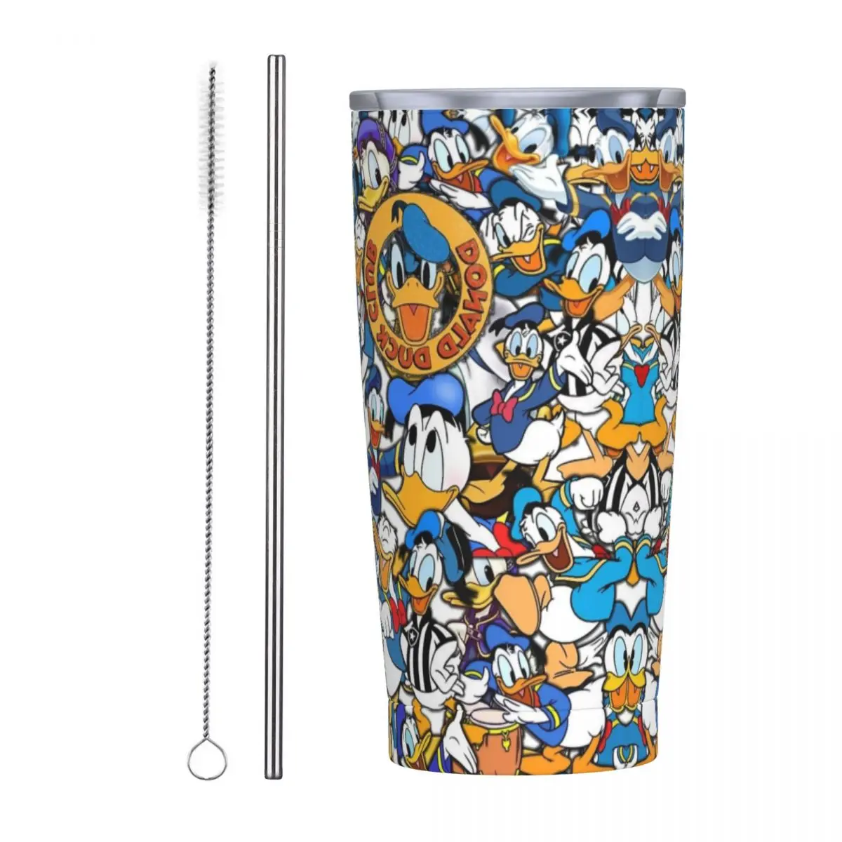 Donald Duck Smart As Duck Stainless Steel Tumbler Beach Thermal Cups With Straws and Lid 20oz Mugs Cup Hot Drinks Water Bottle