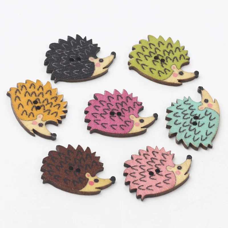 20pcs Vintage Hedgehog Wooden Buttons For Clothing Decorative Needlework Embellishment Sewing Accessories Diy craft Supplies